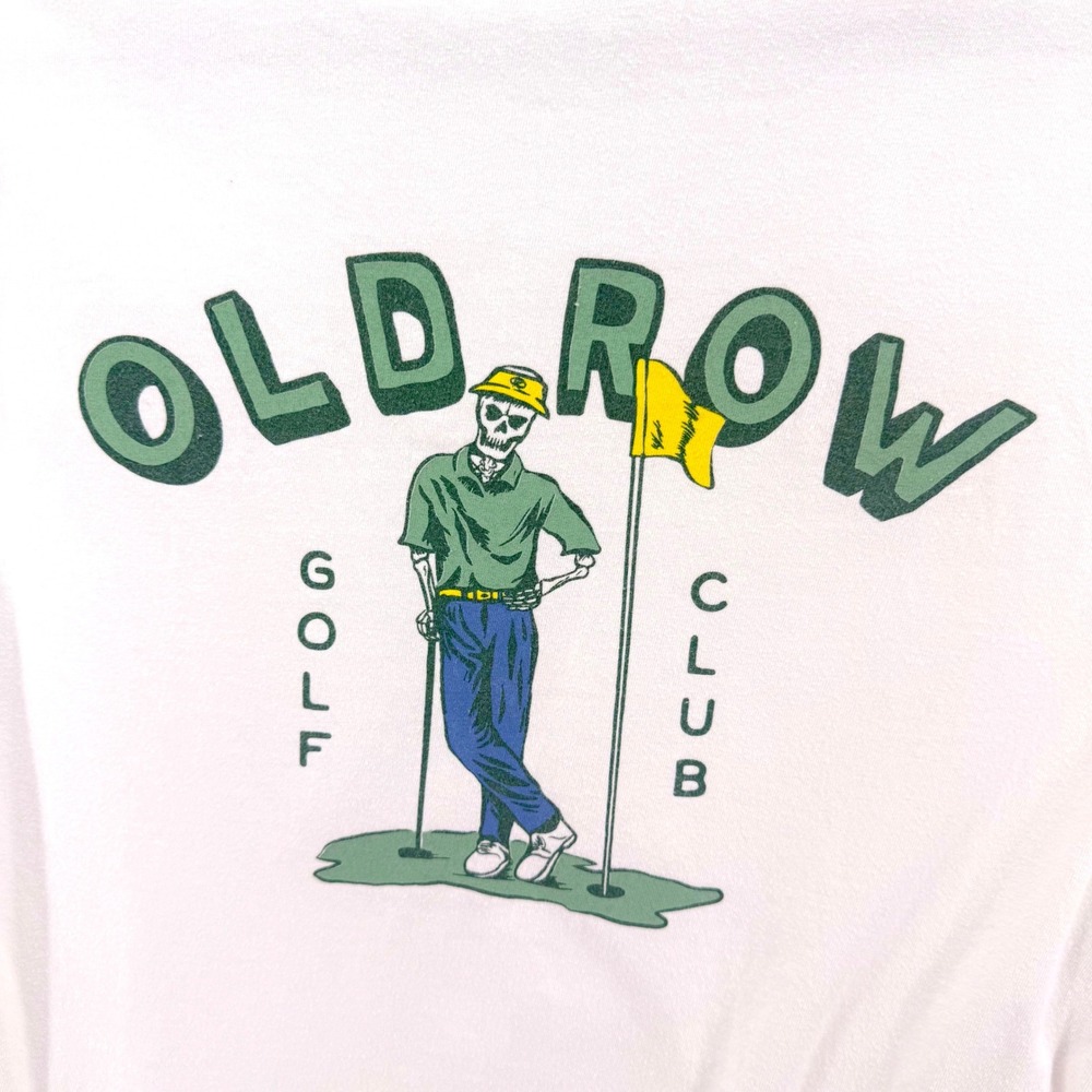 Old Row Golf Club T-Shirt Mens M White Skeleton Pocket Graphic Tee Fun Knit